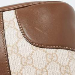 Pre Owned Gucci Brown/Beige GG Supreme Canvas and Leather Nice Dome Satchel