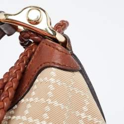 Gucci Brown/Beige Diamante Canvas and Leather Eva Hobo