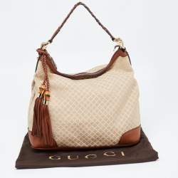 Gucci Brown/Beige Diamante Canvas and Leather Eva Hobo