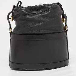 Pre Owned Gucci Black Leather 1955 Horsebit Bucket Bag