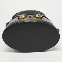 Pre Owned Gucci Black Leather 1955 Horsebit Bucket Bag