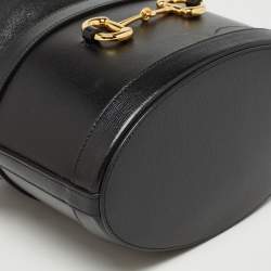 Pre Owned Gucci Black Leather 1955 Horsebit Bucket Bag