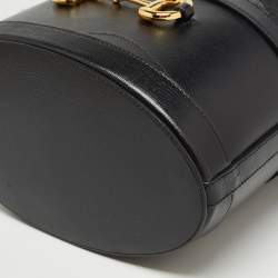 Pre Owned Gucci Black Leather 1955 Horsebit Bucket Bag