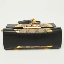 Pre Owned Gucci Tri Color GG Supreme Canvas and Leather Small Padlock Shoulder Bag