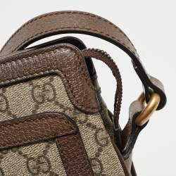 Pre Owned Gucci Beige/Brown GG Supreme Canvas and Leather Medium Ophidia Shoulder Bag  