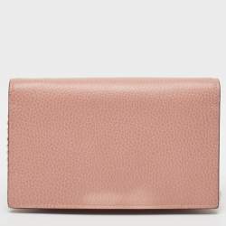 Gucci Dusty Pink Leather Interlocking G Wallet on Chain