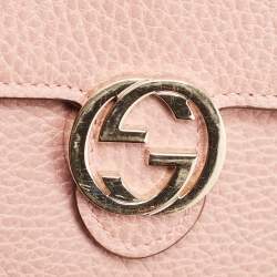 Gucci Dusty Pink Leather Interlocking G Wallet on Chain