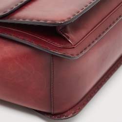 Pre Owned Gucci Burgundy Leather and Suede Lady Stirrup Top Handle Bag