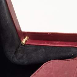 Pre Owned Gucci Burgundy Leather and Suede Lady Stirrup Top Handle Bag