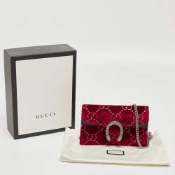 Gucci Red GG Velvet and Patent Leather Super Mini Dionysus Bag