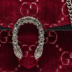 Gucci Red GG Velvet and Patent Leather Super Mini Dionysus Bag