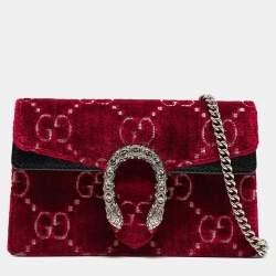 Gucci Red GG Velvet and Patent Leather Super Mini Dionysus Bag