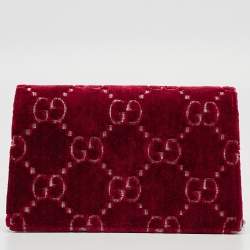 Gucci Red GG Velvet and Patent Leather Super Mini Dionysus Bag