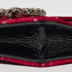 Gucci Red GG Velvet and Patent Leather Super Mini Dionysus Bag
