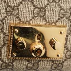 Pre Owned Gucci Black/Beige GG Supreme Canvas and Leather Small Padlock Shoulder Bag