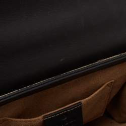 Pre Owned Gucci Black/Beige GG Supreme Canvas and Leather Small Padlock Shoulder Bag