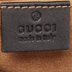 Pre Owned Gucci Black/Beige GG Supreme Canvas and Leather Small Padlock Shoulder Bag