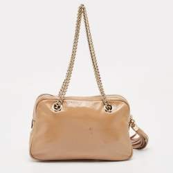 Pre Owned Gucci Dusty Pink Patent Leather Medium Soho Chain Shoulder Bag