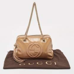 Pre Owned Gucci Dusty Pink Patent Leather Medium Soho Chain Shoulder Bag