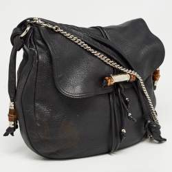 Pre Owned Gucci Black Leather Large Jungle Shoulder Bag