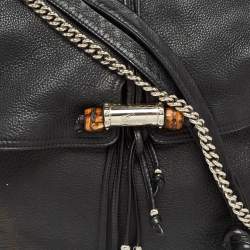 Pre Owned Gucci Black Leather Large Jungle Shoulder Bag