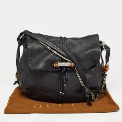Pre Owned Gucci Black Leather Large Jungle Shoulder Bag