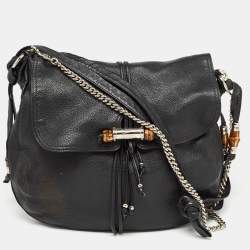 Pre Owned Gucci Black Leather Large Jungle Shoulder Bag