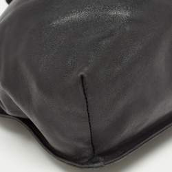 Pre Owned Gucci Black Leather Drawstring Hobo