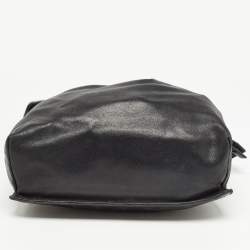 Pre Owned Gucci Black Leather Drawstring Hobo
