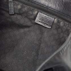 Pre Owned Gucci Black Leather Drawstring Hobo