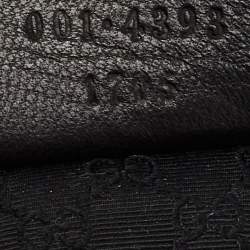 Pre Owned Gucci Black Leather Drawstring Hobo