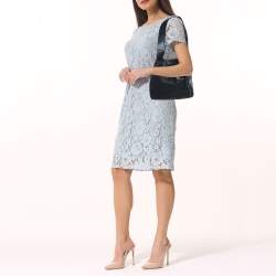 Pre Owned Gucci Black Leather Drawstring Hobo