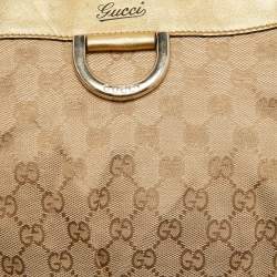 مملوكة مسبقًا Gucci Gold/Beige GG Canvas and Leather D Ring Tote