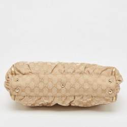 مملوكة مسبقًا Gucci Gold/Beige GG Canvas and Leather D Ring Tote