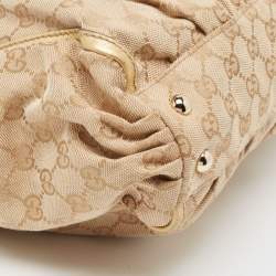 مملوكة مسبقًا Gucci Gold/Beige GG Canvas and Leather D Ring Tote