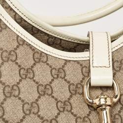 Gucci White/Beige GG Supreme Canvas and Patent Leather Joy Shoulder Bag