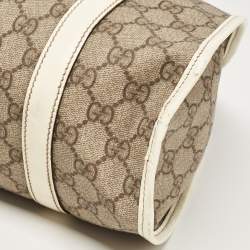 Gucci White/Beige GG Supreme Canvas and Patent Leather Joy Shoulder Bag