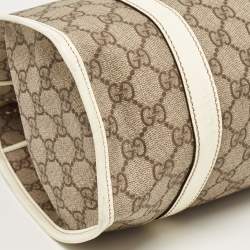 Gucci White/Beige GG Supreme Canvas and Patent Leather Joy Shoulder Bag