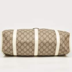 Gucci White/Beige GG Supreme Canvas and Patent Leather Joy Shoulder Bag