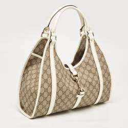 Gucci White/Beige GG Supreme Canvas and Patent Leather Joy Shoulder Bag