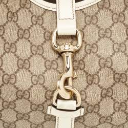 Gucci White/Beige GG Supreme Canvas and Patent Leather Joy Shoulder Bag