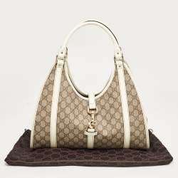 Gucci White/Beige GG Supreme Canvas and Patent Leather Joy Shoulder Bag