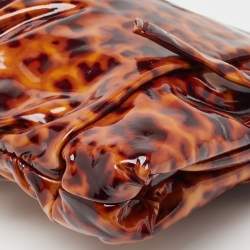 Pre Owned Gucci Brown Leopard Print Patent Leather Large Hysteria Clutch