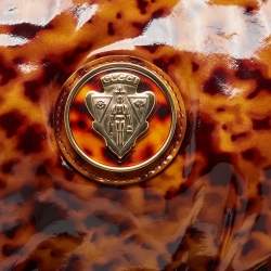 Pre Owned Gucci Brown Leopard Print Patent Leather Large Hysteria Clutch