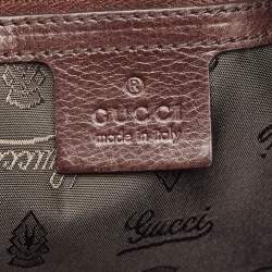 Pre Owned Gucci Brown Leopard Print Patent Leather Large Hysteria Clutch