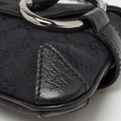 Pre Owned Gucci Black GG Canvas and Leather Horsebit Chain Clutch