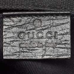 Pre Owned Gucci Black GG Canvas and Leather Horsebit Chain Clutch