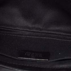 Pre Owned Gucci Black GG Canvas and Leather Horsebit Chain Clutch