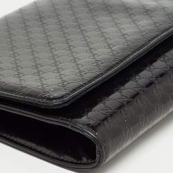 Pre Owned Gucci Black Microguccissima Patent Leather Broadway Clutch