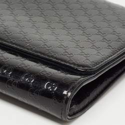 Pre Owned Gucci Black Microguccissima Patent Leather Broadway Clutch